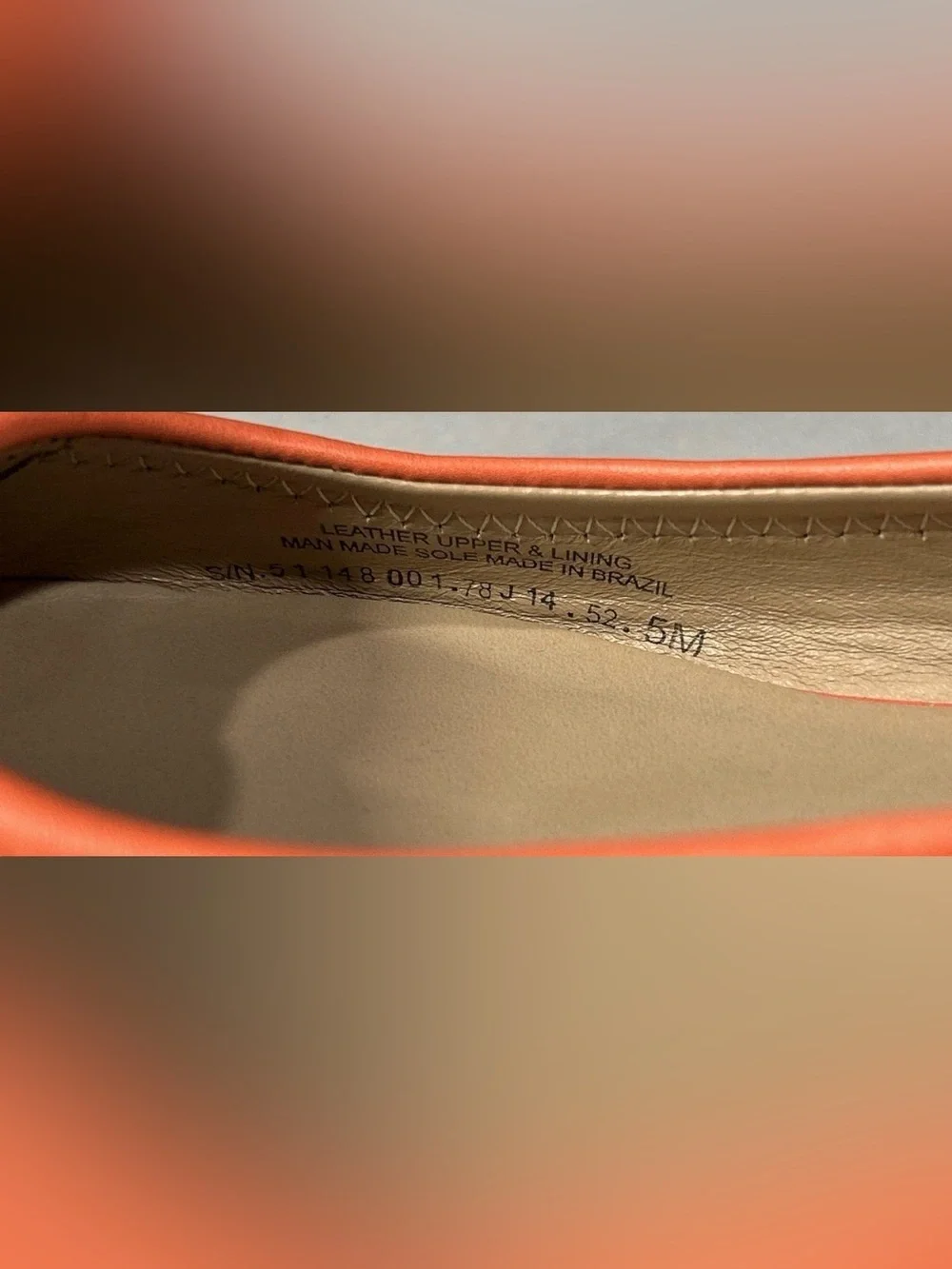 Tory Burch Reva Ballet Flats Coral Orange Leather Logo Shoes Women’s Size 5M